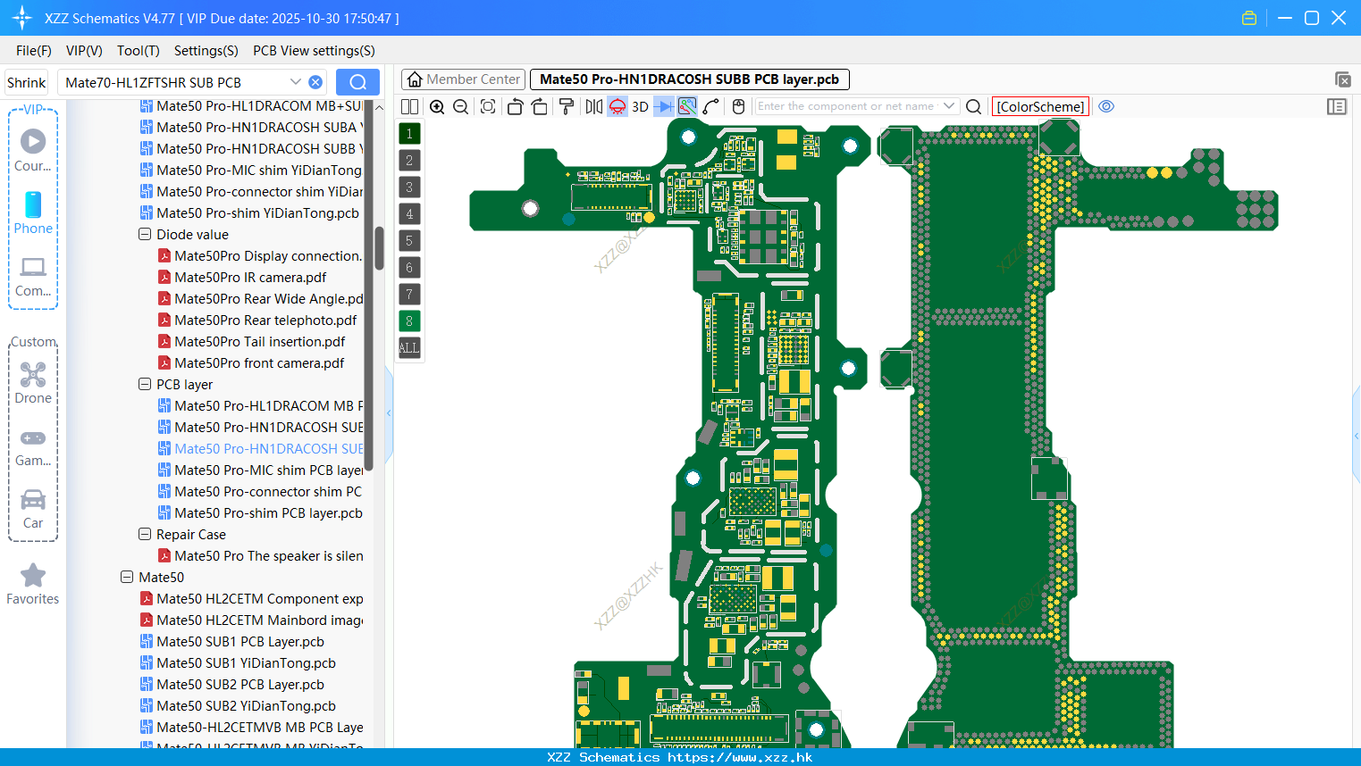 Huawei Mate50 Pro-HN1DRACOSH SUBB PCB Layer